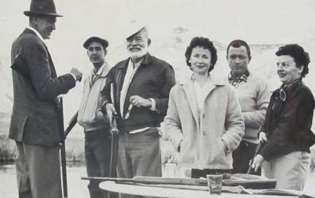 Hemingway brought a number of Hollywood celebrities to go trap shooting or duck hunting on Silver Creek with Bud, including Gary Cooper, left