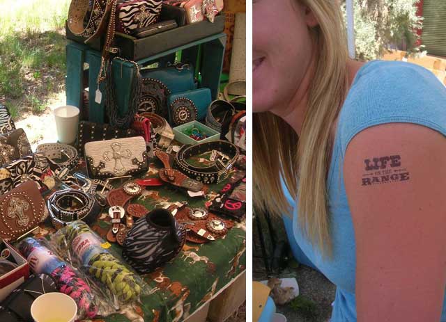 Leather goods, jewelry, brace-lets, among other things, were on display ... Look at the Tat on this woman’s shoulder!