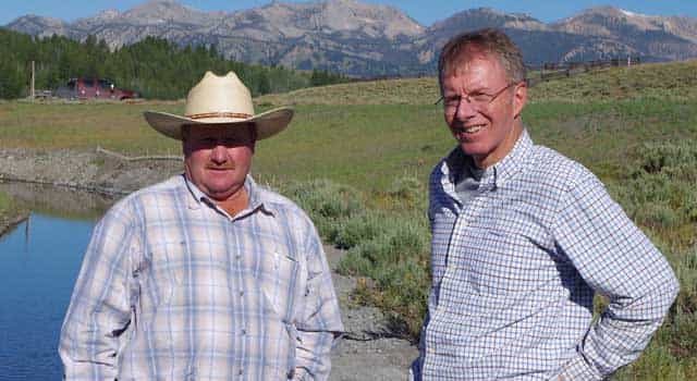 Rancher Mike Henslee, left, with Mark Moulton